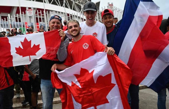 Carlos Gonzalez / The Associated PressFans of Canada and Costa Rica before the World Cup qualifying match. (Carlos Gonzalez / The Associated Press)