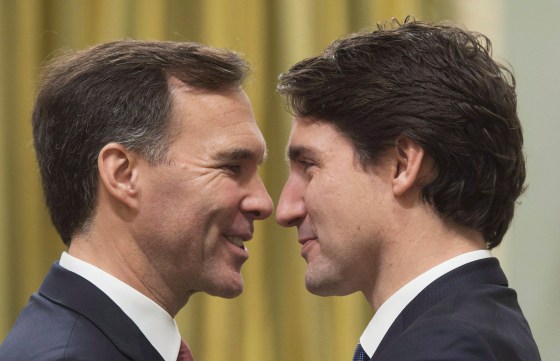 Sean Kilpatrick / The Canadian PressPrime Minister Justin Trudeau, right, and Finance Minister Bill Morneau will unveil their inaugural budget on Tuesday.