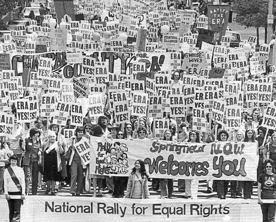 The Associated Press FilesIn this May 16, 1976 file photo, an estimated 10,000 demonstrators march to the Capitol building in Springfield, Ill., to support the passage of the Equal Rights Amendment.