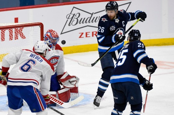 CPThe Jets and Canadiens play at Bell MTS Place in March. (Fred Greenslade / The Canadian Press files)