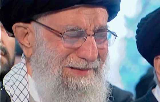 Iran Press TV / The Associated PressIranian Supreme Leader Ayatollah Ali Khamenei openly weeps as he leads a prayer over the coffin of Gen. Qassem Soleimani, who was killed in Iraq in a U.S. drone strike.