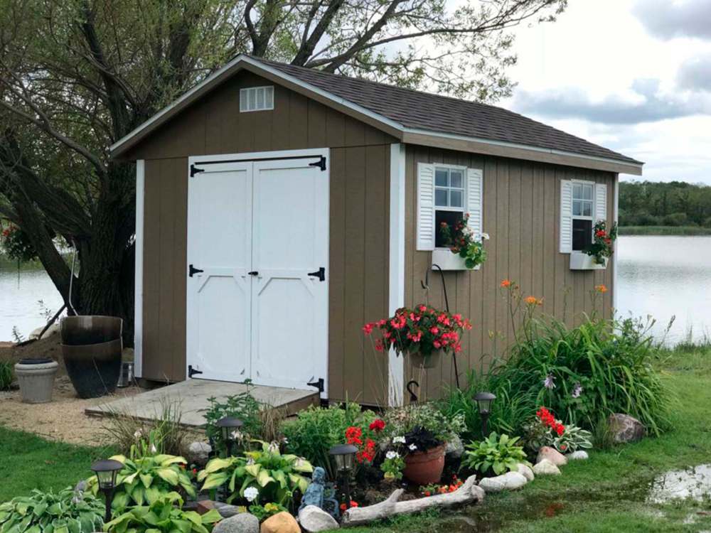 Supplied
This 10-foot-by-12-foot ranch-style shed features window boxes for flowers.