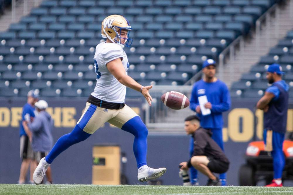 Daniel Crump / Winnipeg Free Press
Blue Bombers kicker Marc Liegghio started the season in fine form, fortunately his recent misses haven’t cost the club any points in the standings.