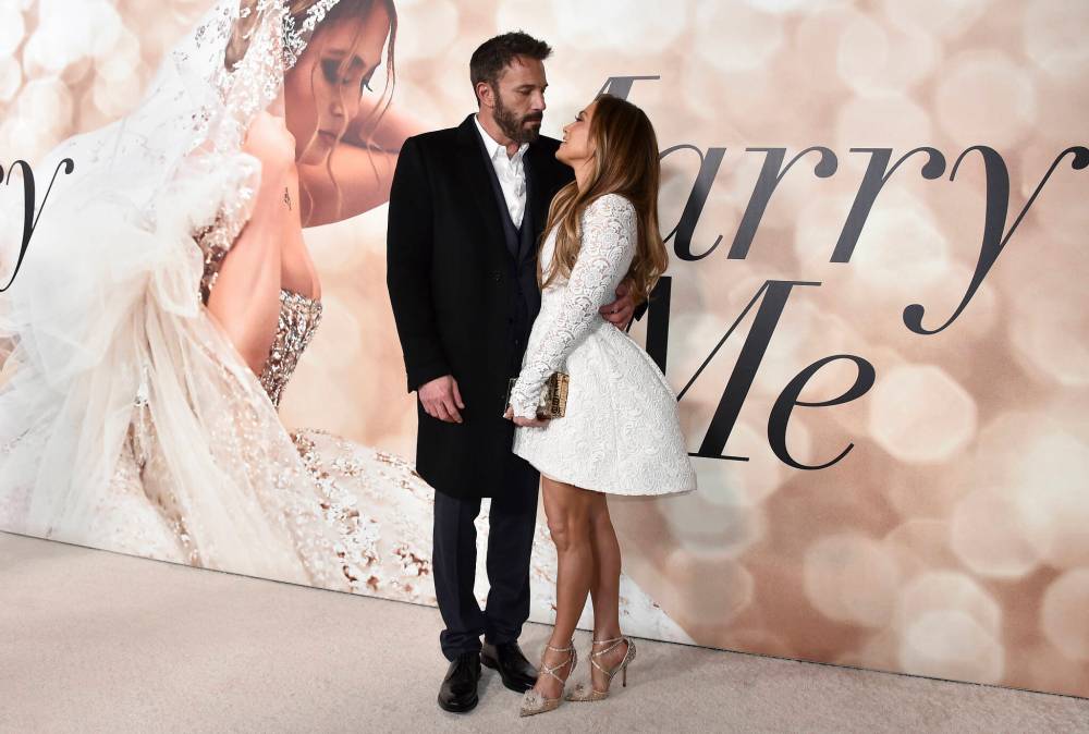 JORDAN STRAUSS / INVISION FILES
Jennifer Lopez (right) and Ben Affleck at a special screening of Marry Me at DGA Theater in February in Los Angeles.