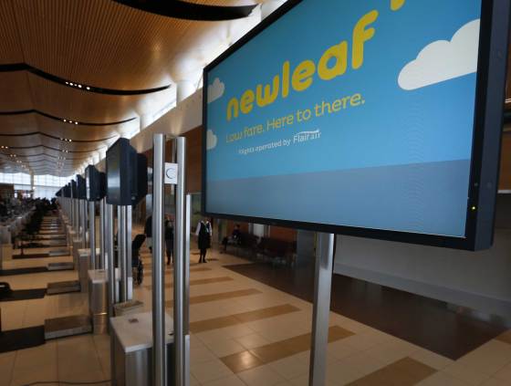 Wayne Glowacki / Winnipeg Free PressOne of the NewLeaf's check-in counters at James A Richardson Airport.