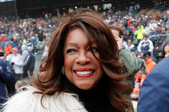 CPMary Wilson after singing the national anthem before a Detroit Tigers game in April 2019. (Carlos Osorio / The Associated Press files)