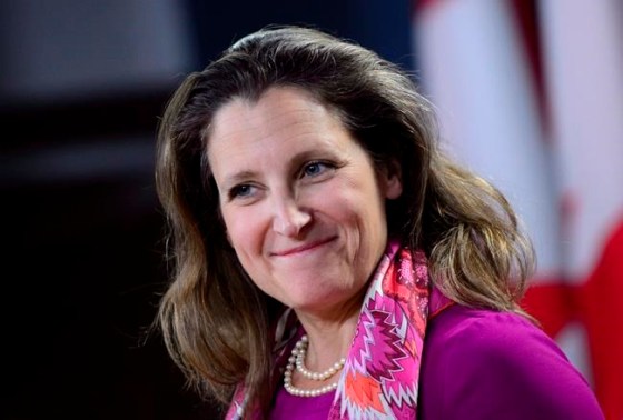 Sean Kilpatrick / THE CANADIAN PRESSForeign Affairs Minister Chrystia Freeland
