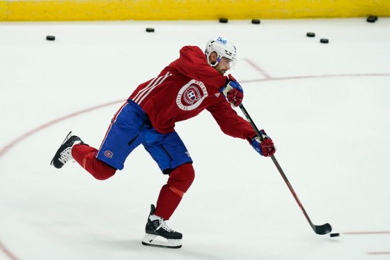 CPMontreal Canadiens winger Tomas Tatar shoots during an optional practice Tuesday. (Gerry Broome / The Associated Press)