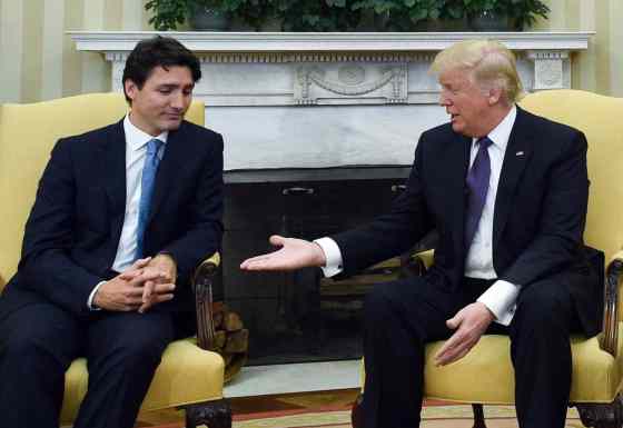 SEAN KILPATRICK / THE CANADIAN PRESSPrime Minister Justin Trudeau meets with U.S. President Donald Trump in the Oval Office of the White House, in Washington, D.C., on Monday.