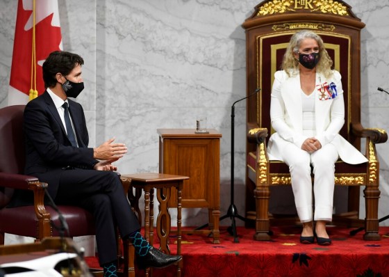 CPPrime Minister Justin Trudeau waits for Gov. Gen. Julie Payette to deliver the throne speech in the Senate chamber in September 2020. (Adrian Wyld / The Canadian Press files)