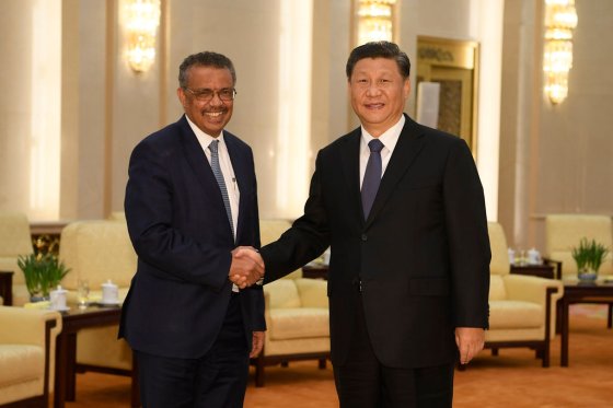Naohiko Hatta / Pool Photo / The Associated Press FilesIn January, Tedros Adhanom Ghebreyesus, director general of the World Health Organization, left, shakes hands with Chinese President Xi Jinping before a meeting at the Great Hall of the People in Beijing.