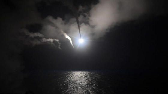 Mass Communication Specialist 3rd Class Ford Williams / U.S. Navy / The Associated PressU.S. destroyer USS Porter launches a Tomahawk land attack missile in the Mediterranean Sea, Friday.