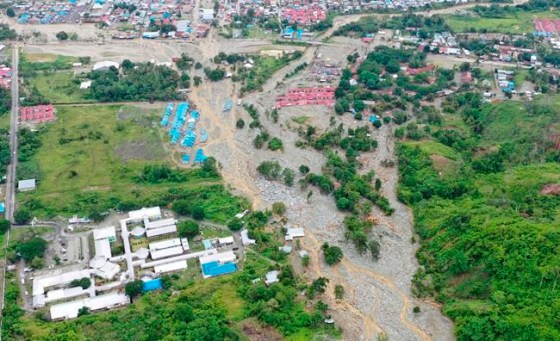 Barce Rumkabu / The Associated PressThis aerial photo shows the area affected by flash floods in Sentani, Papua province, Indonesia, Monday.