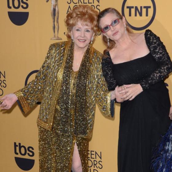 Debbie Reynolds and Carrie Fisher in 2015