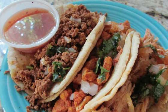 Photo by Kathryne GrisimThe taco trio from BMC Market..