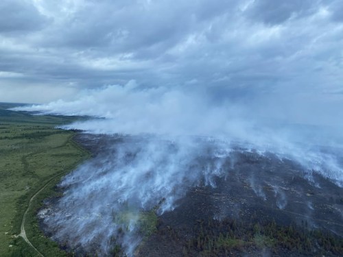 Smoke from a forest fire in central Newfoundland is shown in a Sunday, Aug.7, 2022 government handout photo. THE CANADIAN PRESS/HO-Government of Newfoundland and Labrador **MANDATORY CREDIT**