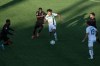 Cedric Toussaint of York United FC moves past Elimane Oumar Cisse of Forge Hamilton FC during CPL soccer action at York Lions Stadium in Toronto on Friday, July 30, 2021. THE CANADIAN PRESS/ Tijana Martin