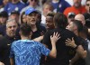 Chelsea's head coach Thomas Tuchel argues with Tottenham's head coach Antonio Conte during the English Premier League soccer match between Chelsea and Tottenham Hotspur at Stamford Bridge Stadium in London, Sunday, Aug. 14, 2022. (AP Photo/Ian Walton)