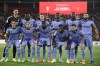 Real Madrid team players pose for a photo before a Spanish La Liga soccer match between Almeria and Real Madrid at the Power Horse stadium in Almeria, Spain, Sunday, Aug. 14, 2022. (AP Photo/Jose Breton)