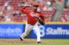 Cincinnati Reds' Alexis Diaz throws during the ninth inning of a baseball game against the Chicago Cubs in Cincinnati, Sunday, Aug. 14, 2022. (AP Photo/Aaron Doster)