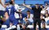 Chelsea's head coach Thomas Tuchel, right, reacts during the English Premier League soccer match between Chelsea and Tottenham Hotspur at Stamford Bridge Stadium in London, Sunday, Aug. 14, 2022. (AP Photo/Ian Walton)