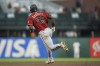 Arizona Diamondbacks' Stone Garrett runs to second base on an RBI double against the San Francisco Giants during the fourth inning of a baseball game in San Francisco, Wednesday, Aug. 17, 2022. (AP Photo/Godofredo A. Vásquez)