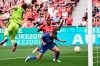 Hoffenheim's Andrej Kramaric scores the scoond goal fos his team during a German Bundesliga soccer match between Bayer Leverkusen and TSG 1899 Hoffenheim in Leverkusen, Germany, Saturday, Aug.20, 2022. (Federico Gambarini/dpa via AP)