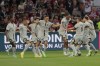 PSG's Kylian Mbappe, second left, celebrates with teammates after scoring his side first goal during the French League One soccer match between Lille and Paris Saint Germain at the Pierre Mauroy stadium in Villeneuve d'Ascq, northern France, Sunday, Aug. 21, 2022. (AP Photo/Michel Spingler)