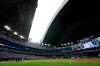 The roof opens at Rogers Centre following a storm that passed over the city, during fourth inning MLB interleague baseball action between the Toronto Blue Jays and the Cincinnati Reds in Saturday, May 21, 2022. The Toronto Blue Jays will begin next season on a lengthy road trip before returning home to a renovated Rogers Centre. The Blue Jays released their schedule for the 2023 season on Wednesday. Canada's lone Major League Baseball team will open the season March 30 at St. Louis to kick off a 10-game road trip that will include series against the Kansas City Royals and Los Angeles Angels. THE CANADIAN PRESS/Frank Gunn