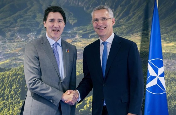 Prime Minister Justin Trudeau (left) with NATO Secretary General Jens Stoltenberg in June 29. (Paul Chiasson / The Canadian Press files)