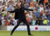 Brighton and Hove Albion's manager Graham Potter celebrates after the English Premier League match between Leeds and Brighton at the AMEX Stadium in Brighton, England, Saturday Aug. 27, 2022. (Gareth Fuller/PA via AP)