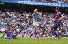 Manchester City's Erling Haaland scores his side fourth goal of the game to complete his hat trick during the English Premier League match between Crystal Palace and Manchester City at the Etihad Stadium in Manchester, England, Saturday Aug. 27, 2022. (Nick Potts/PA via AP)