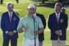 Rory McIlroy, of Northern Ireland, speaks after winning the final round of the Tour Championship golf tournament at East Lake Golf Club, Sunday, Aug. 28, 2022, in Atlanta. (AP Photo/Steve Helber)