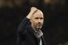 Manchester United's head coach Erik ten Hag celebrates at the end of the English Premier League soccer match between Manchester United and Liverpool at Old Trafford stadium, in Manchester, England, Monday, Aug 22, 2022. (AP Photo/Dave Thompson)