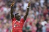Bayern's Sadio Mane celebrates during the German Bundesliga soccer match between FC Bayern Munich and Borussia Moenchengladbach in Munich, Germany, Saturday, Aug. 27, 2022. (AP Photo/Matthias Schrader)