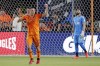 Houston Dynamo forward Sebastian Ferreira, left, celebrates his goal in front of Los Angeles FC goalkeeper Maxime Crepeau (16) during the first half of an MLS soccer match Wednesday, Aug. 31, 2022, in Houston. (AP Photo/Michael Wyke)