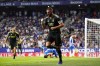 Real Madrid's Karim Benzema celebrates after scoring his side's second goal during a Spanish La Liga soccer match between Espanyol and Real Madrid in Barcelona, Spain, Sunday, Aug. 28, 2022. (AP Photo/Joan Mateu Parra)