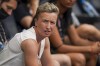Canada's coach, Bev Priestman sits on the bench prior to a CONCACAF Women's Championship soccer match against Costa Rica in Monterrey, Mexico, Monday, July 11, 2022. THE CANADIAN PRESS/AP-Fernando Llano