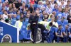 Leicester City manager Brendan Rodgers on the touchline during the English Premier League soccer match between Brighton & Hove Albion and Leicester City at The Amex Stadium, Brighton, England, Sunday, Sept. 4, 2022. (Steven Paston/PA via AP)