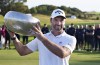 Oliver Wilson from England wins the final round of the golf tournament Made in HimmerLand, in Farsoe, Denmark, Sunday, Sept. 4, 2022. (Henning Bagger/Ritzau Scanpix via AP)