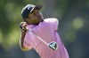 Sebastian Munoz, of Colombia, watches his shot on the third tee during the first round of the BMW Championship golf tournament at Wilmington Country Club, Thursday, Aug. 18, 2022, in Wilmington, Del. (AP Photo/Nick Wass)