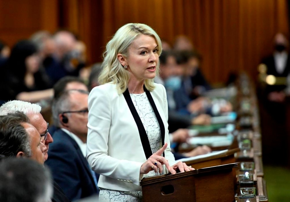 Interim Conservative Leader Candice Bergen rises during Question Period in the House of Commons on Parliament Hill in Ottawa on Wednesday, June 22, 2022. THE CANADIAN PRESS/Justin Tang