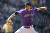 Colorado Rockies starting pitcher Kyle Freeland works against the Milwaukee Brewers in the sixth inning of a baseball game Wednesday, Sept. 7, 2022, in Denver. (AP Photo/David Zalubowski)
