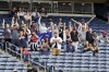 Fans cheer for Minnesota Twins' Louie Varland during the first inning of the first baseball game of a doubleheader against the New York Yankees on Wednesday, Sept. 7, 2022, in New York. (AP Photo/Adam Hunger)