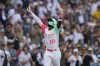 San Diego Padres' Jurickson Profar celebrates his home run during the second inning of the team's baseball game against the Arizona Diamondbacks, Wednesday, Sept. 7, 2022, in San Diego. (AP Photo/Gregory Bull)