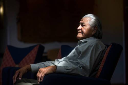 MIKAELA MACKENZIE / WINNIPEG FREE PRESS
                                Sharing a ceremony experience devoted to weather, Wanbdi Wakita says he&rsquo;s concerned &lsquo;we&rsquo;re not listening to our ancestors. We&rsquo;re not listening to Mother Earth.&rsquo;