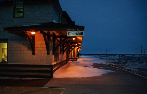 Churchill's train station, completed in 1930, sits empty, as tracks lead to the Port of Churchill along the Hudson Bay Railway. (Dylan Robertson / Winnipeg Free Press files)