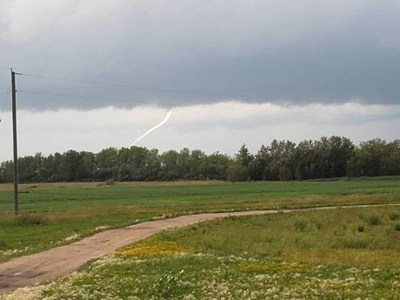 Environment Canada said the weather system spawned at least one tornado, which was on the ground between Teulon and Netley for between five and six minutes. (Brittany Kargus Photo)