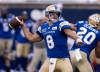 Winnipeg Blue Bombers quarterback Zach Collaros fires a pass as they face the Montreal Alouettes during first quarter CFL football action in Montreal on Thursday, August 4, 2022. THE CANADIAN PRESS/Paul Chiasson