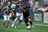 ETHAN CAIRNS / FREE PRESS FILES
                                Sean Rea (24) controls the ball while Kunle Dada-Luke (13) for Pacific FC defends during a match last month.